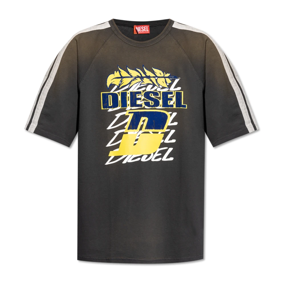 Diesel T-shirt 'T-Roxt-Stripe' Black Heren