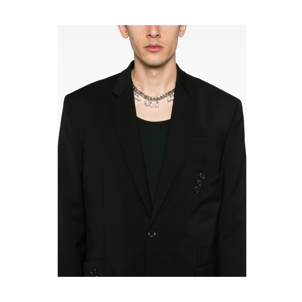 Moschino Zwarte jas met meerdere zakken en split Black Heren