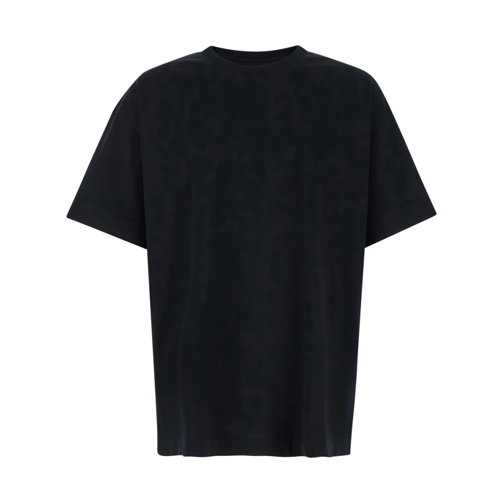 Givenchy Herr Svart Toppar M, Bomull, T-Shirt Med Präglad Logotyp