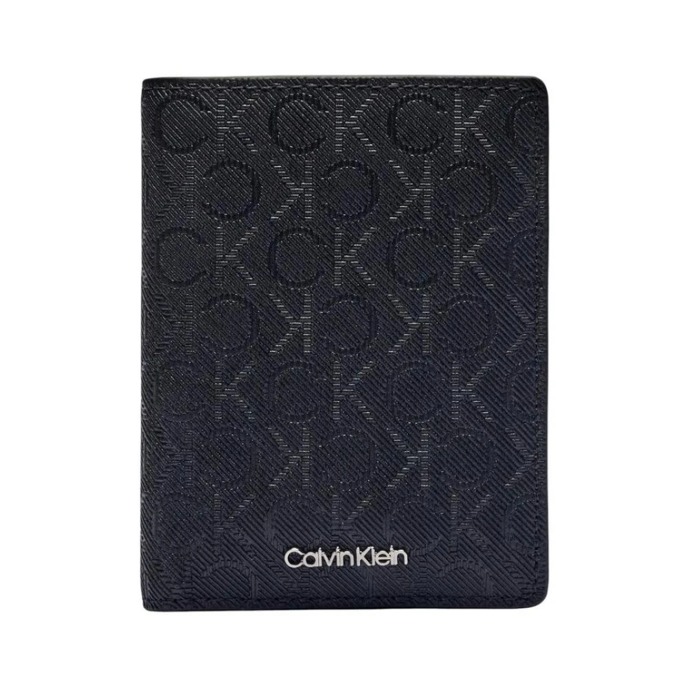 Calvin Klein Men's Black Leather Monogram Card Holder Wallet