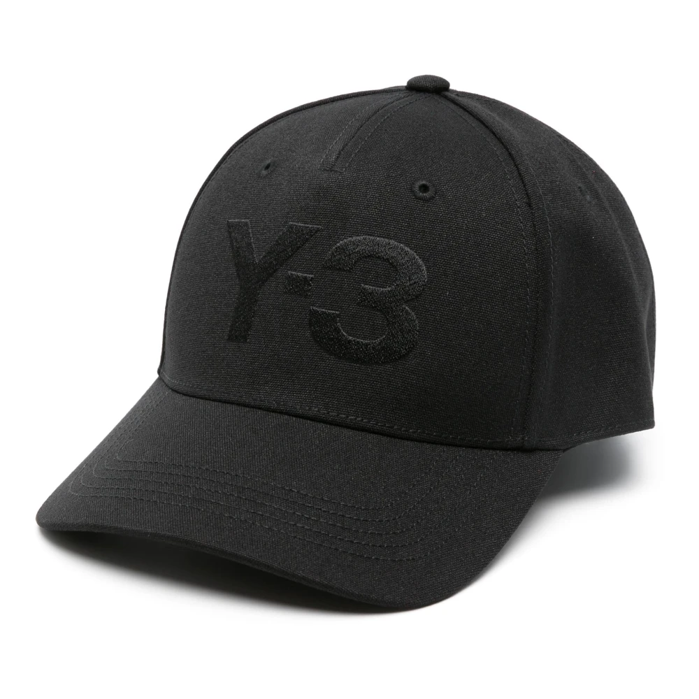 Y-3 Zwarte Logo Cap met Gebogen Klep Black Dames