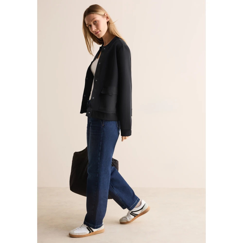 cecil Moderne Blouson Jas met Opstaande Kraag Black Dames