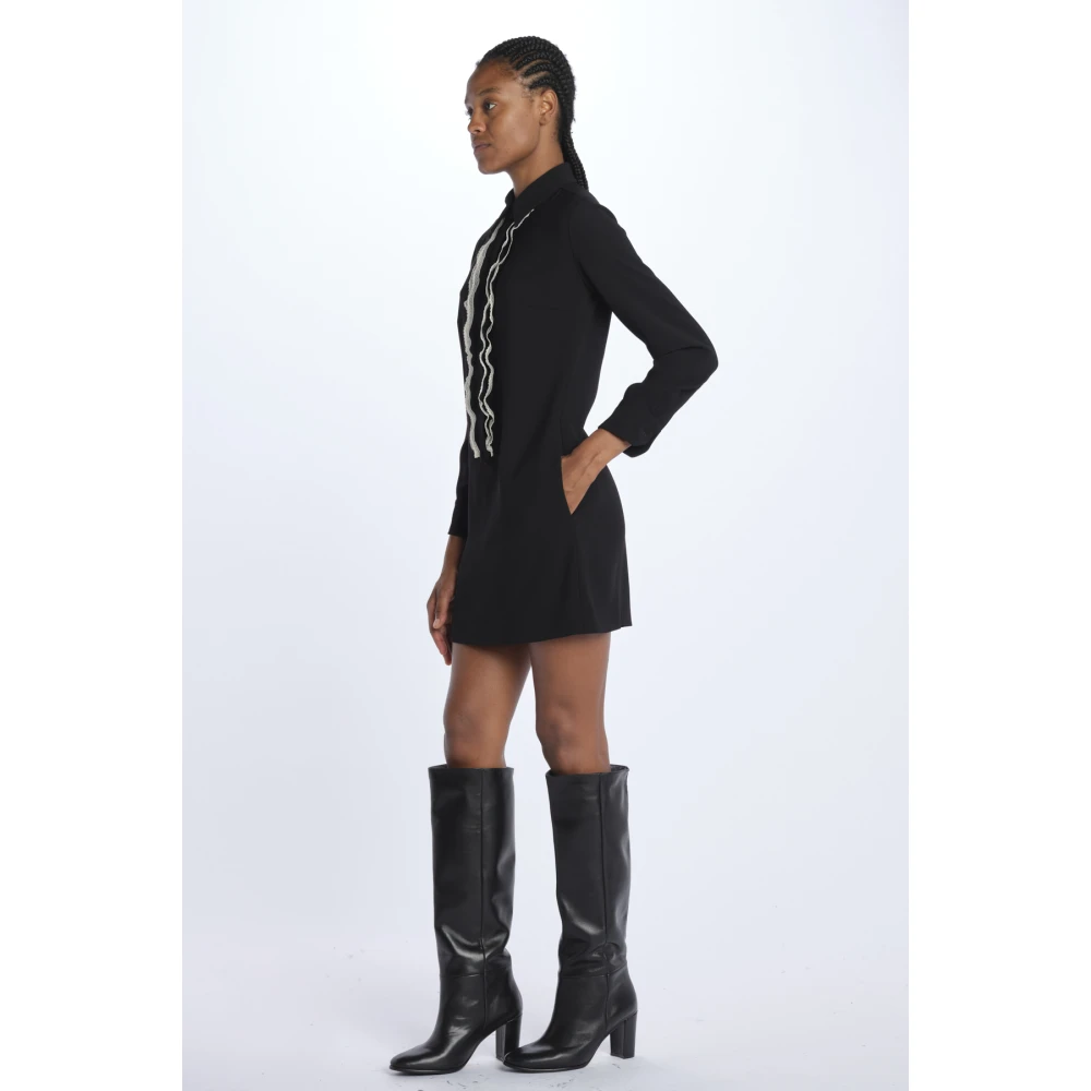 N21 Zwart Kant Inzet Mini Jurk Black Dames