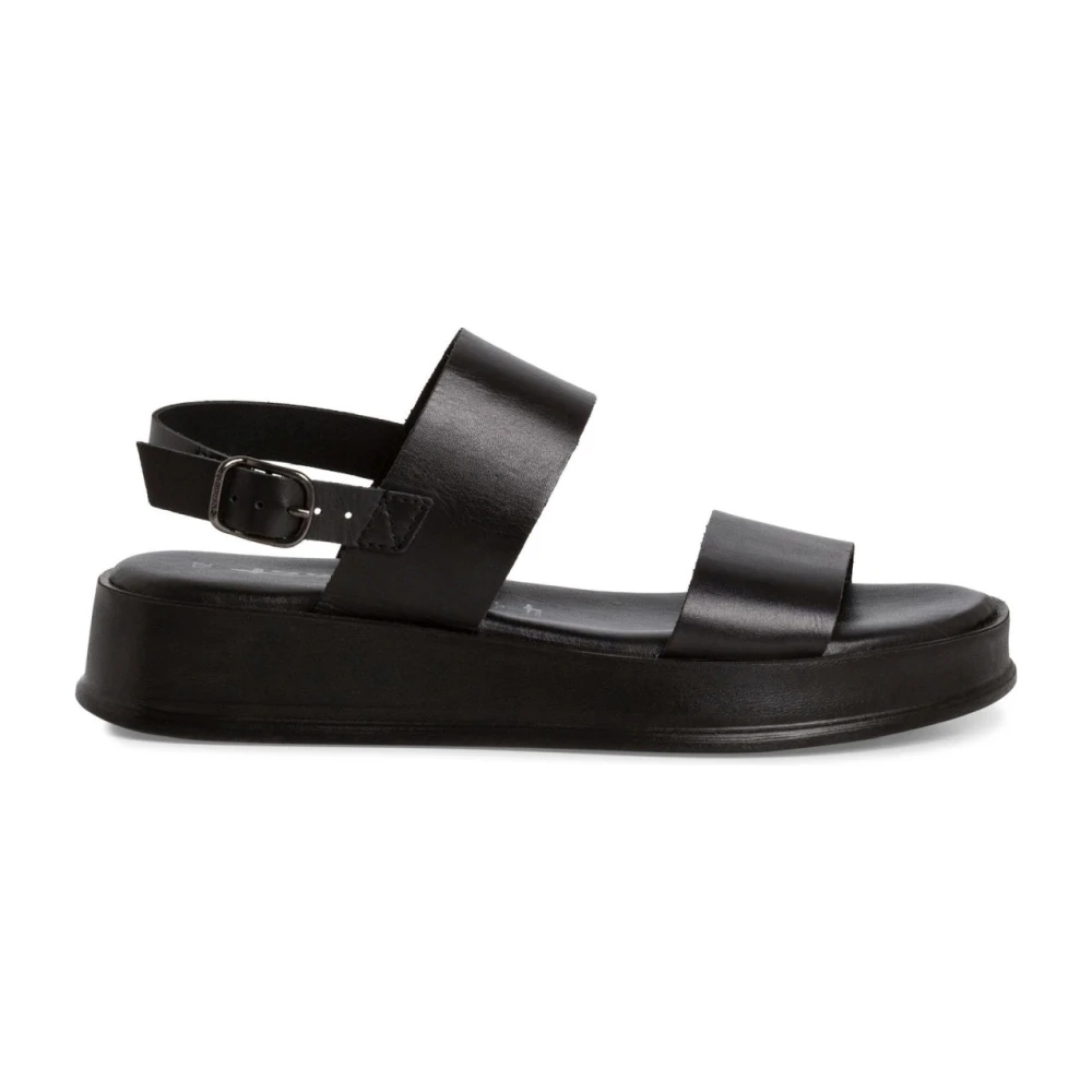 Tamaris Women's Black Flat Sandals, 4 Uk, Casual Open Flat Sandals