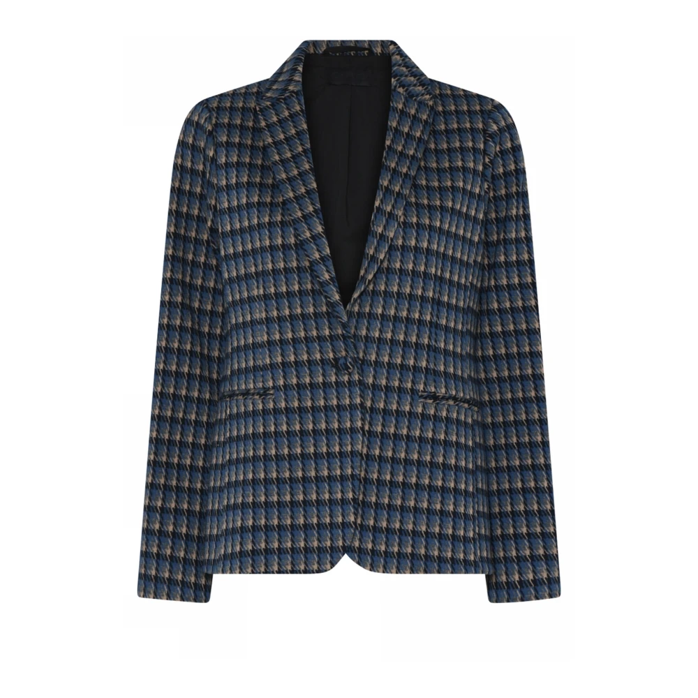 C.Ro Blauw Geruite Blazer Ditte Stijl Blue Dames