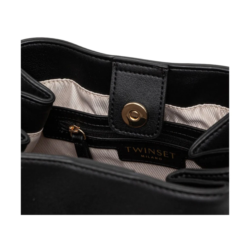 Twinset Zwarte Schoudertas met Logostempel Black Dames