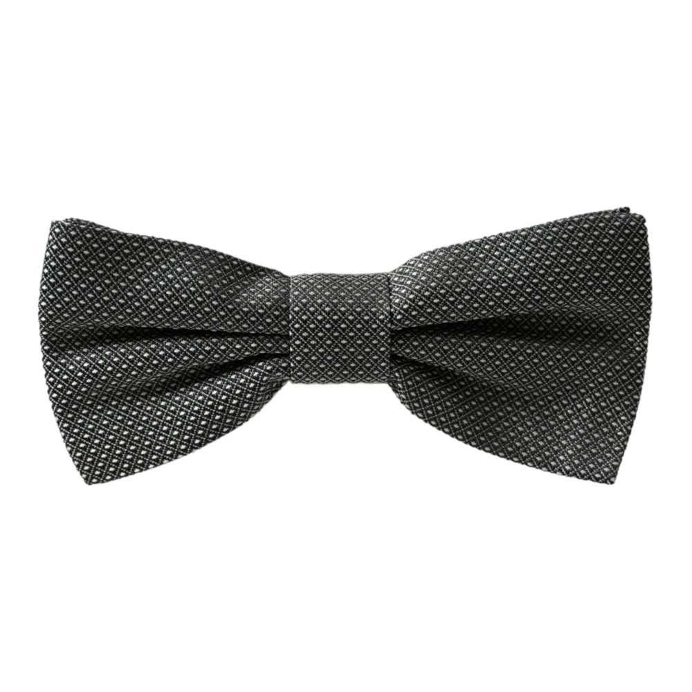 Dolce & Gabbana Grijze Zijden Gestreepte Verstelbare Nek Heren Vlinderdas Gray Unisex