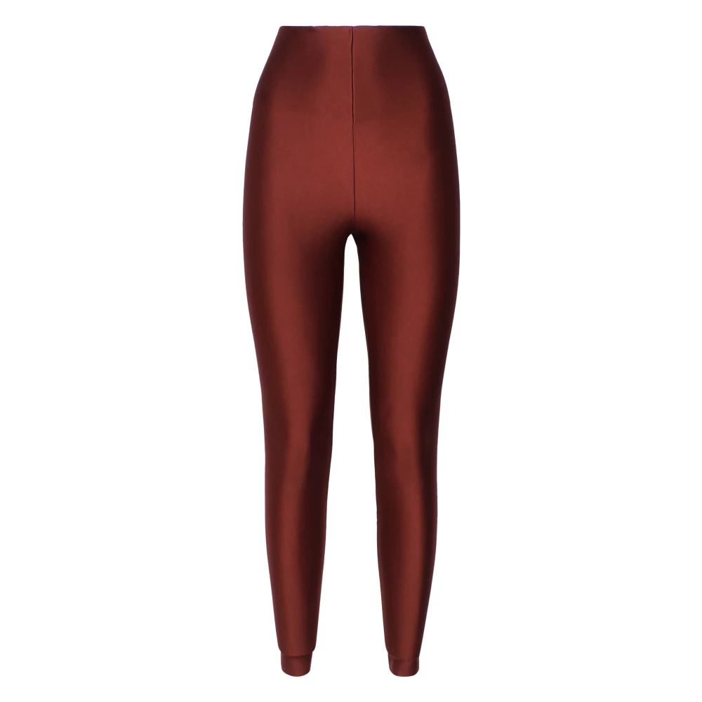 Andamane Glanzende Bordeaux Broek met Hoge Taille Red Dames