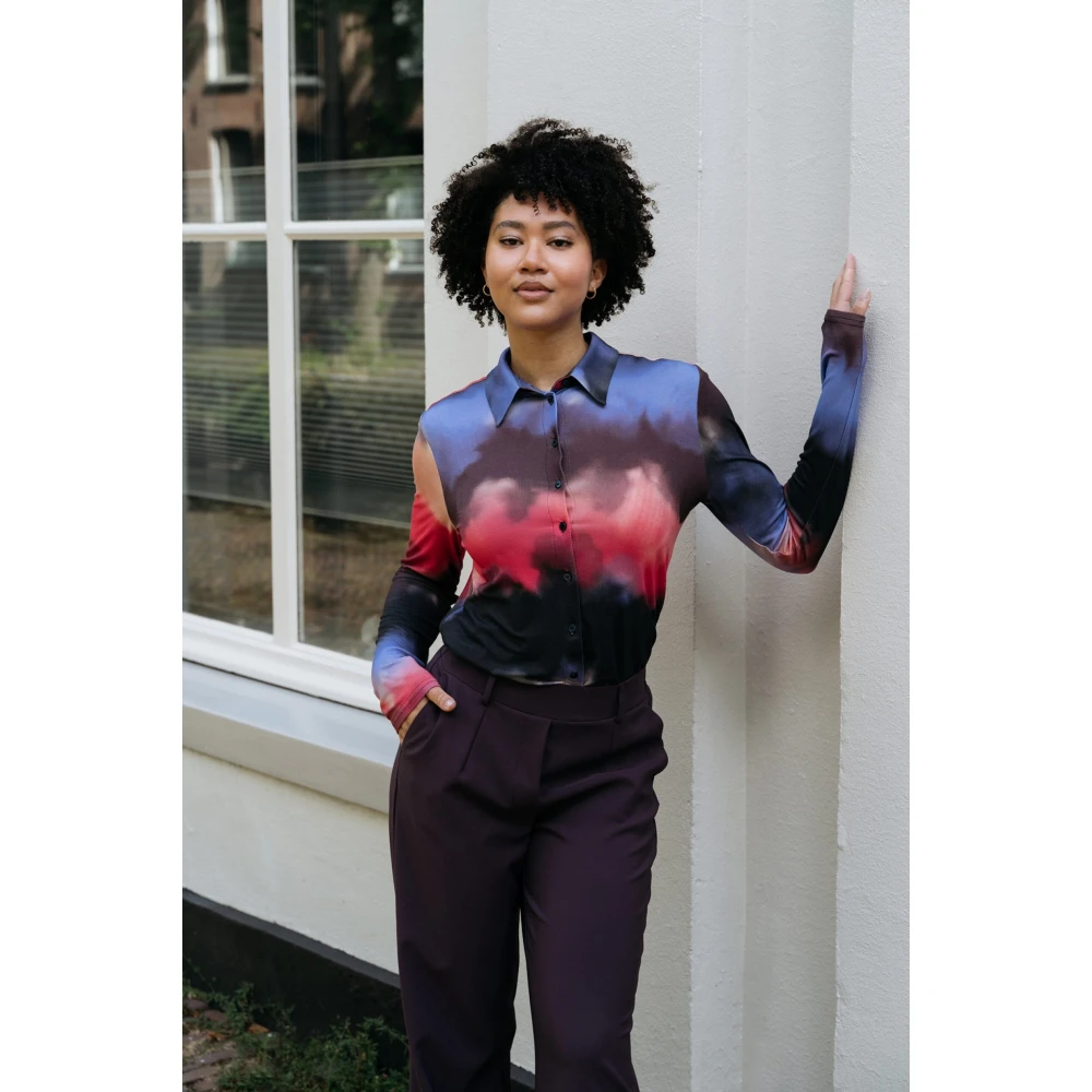 &Co Woman Bordeaux Slim Fit Broek Purple Dames