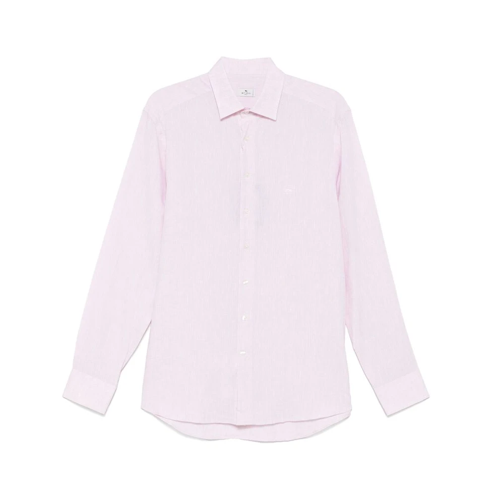 ETRO Lichtroze knoopshirt met Pegaso Pink Heren