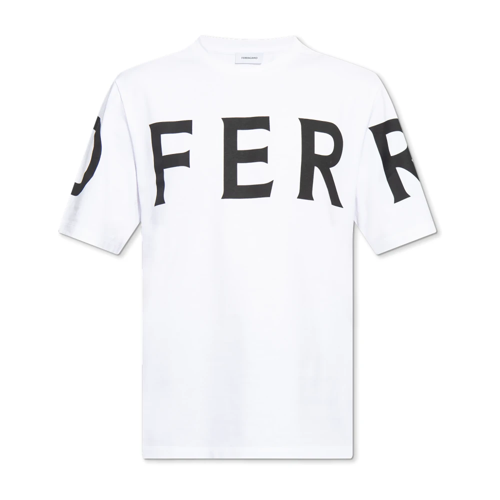 Salvatore Ferragamo T-shirt met logo White Heren