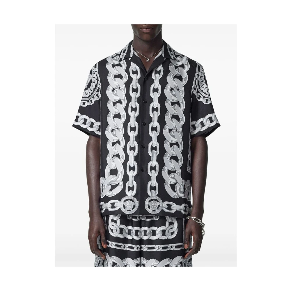 Versace Ketting-Link Print Camp Kraag Shirt Multicolor Heren