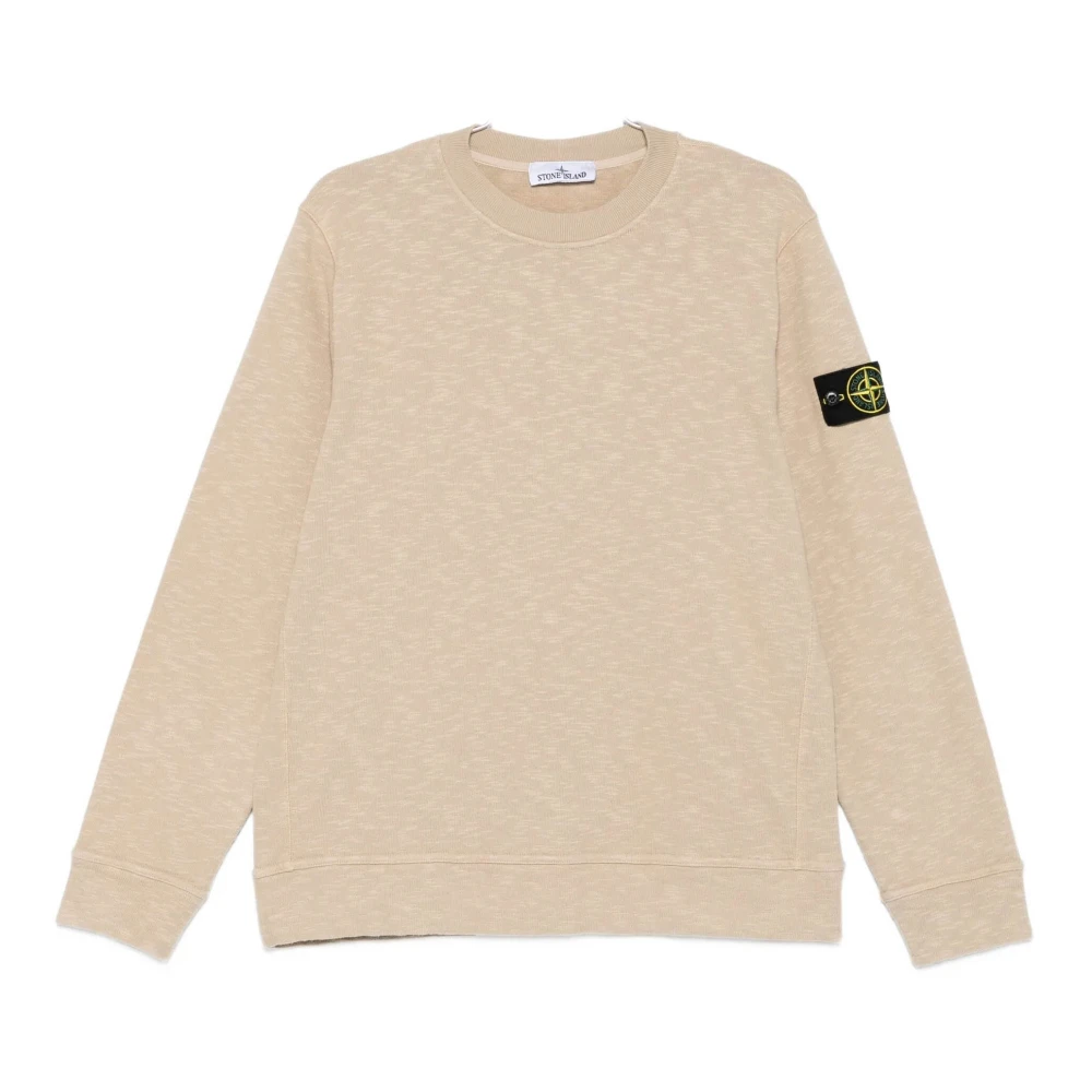 Stone Island Men's Beige Crewneck Sweatshirt With Badge