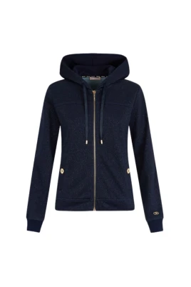 Denimblå huvtröja med broderad patch