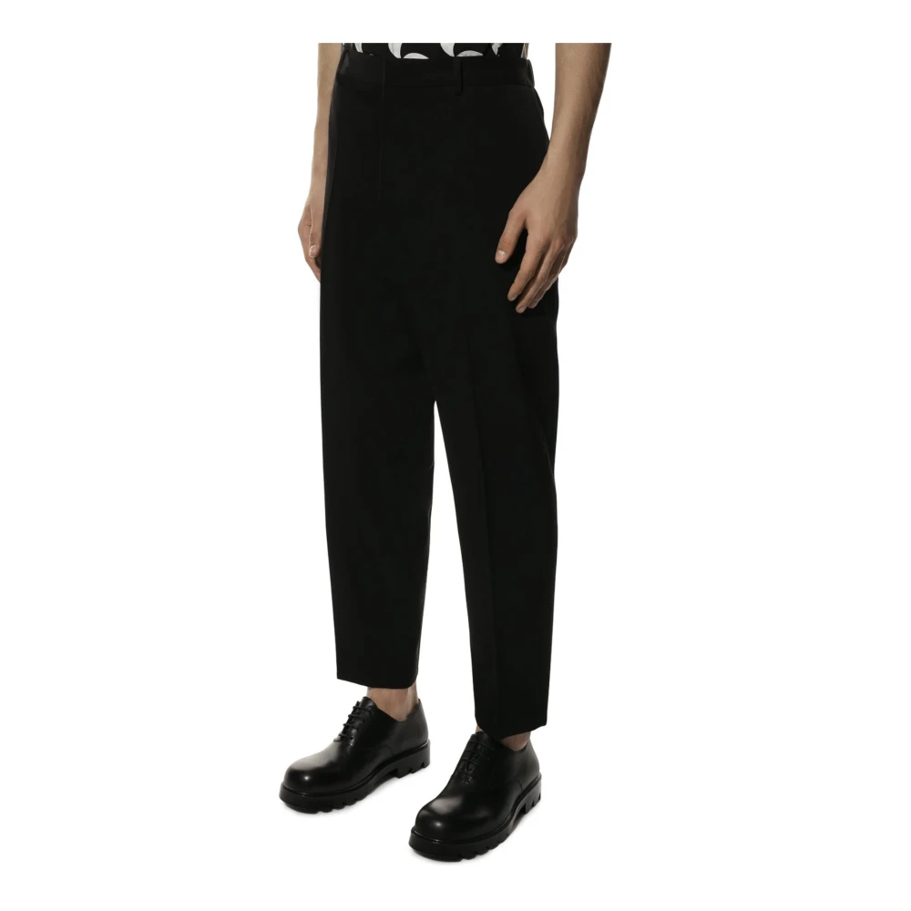 Jil Sander Wollen broek met elastische taille Black Heren
