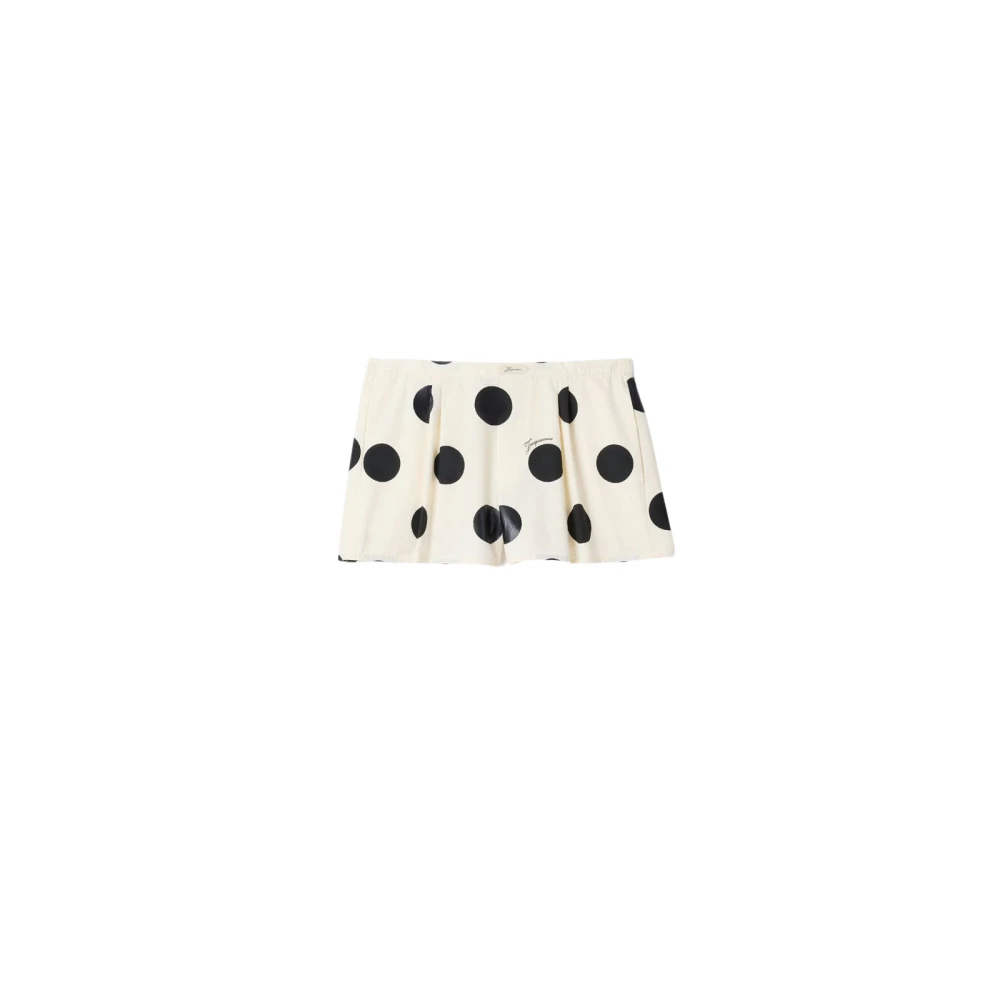 JACQUEMUS | Shorts fluidi Amelo in popeline di cotone stampa a pois bianco e nero | Donna | 38 - Immagine 3