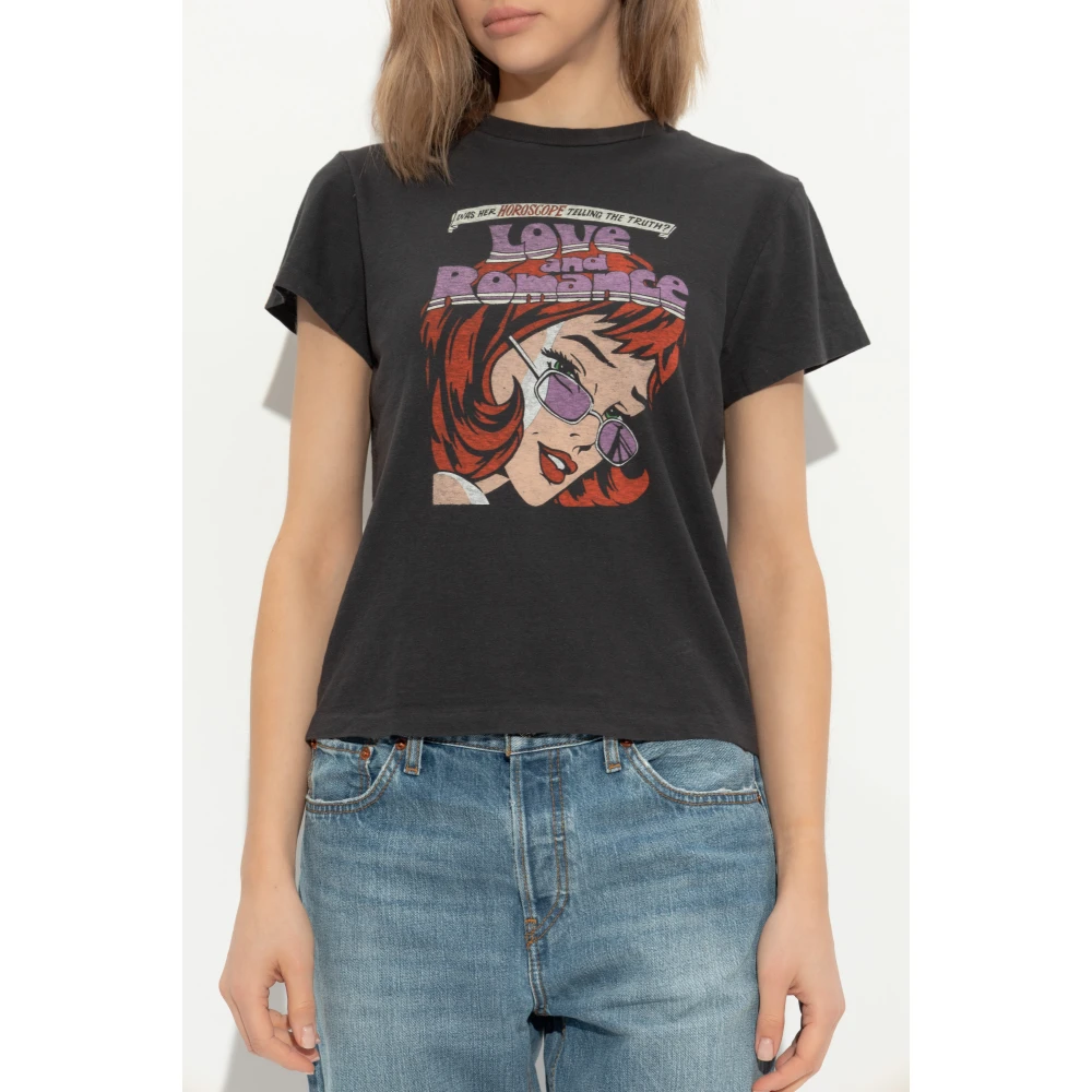 Re Done Bedrukt T-shirt Black Dames