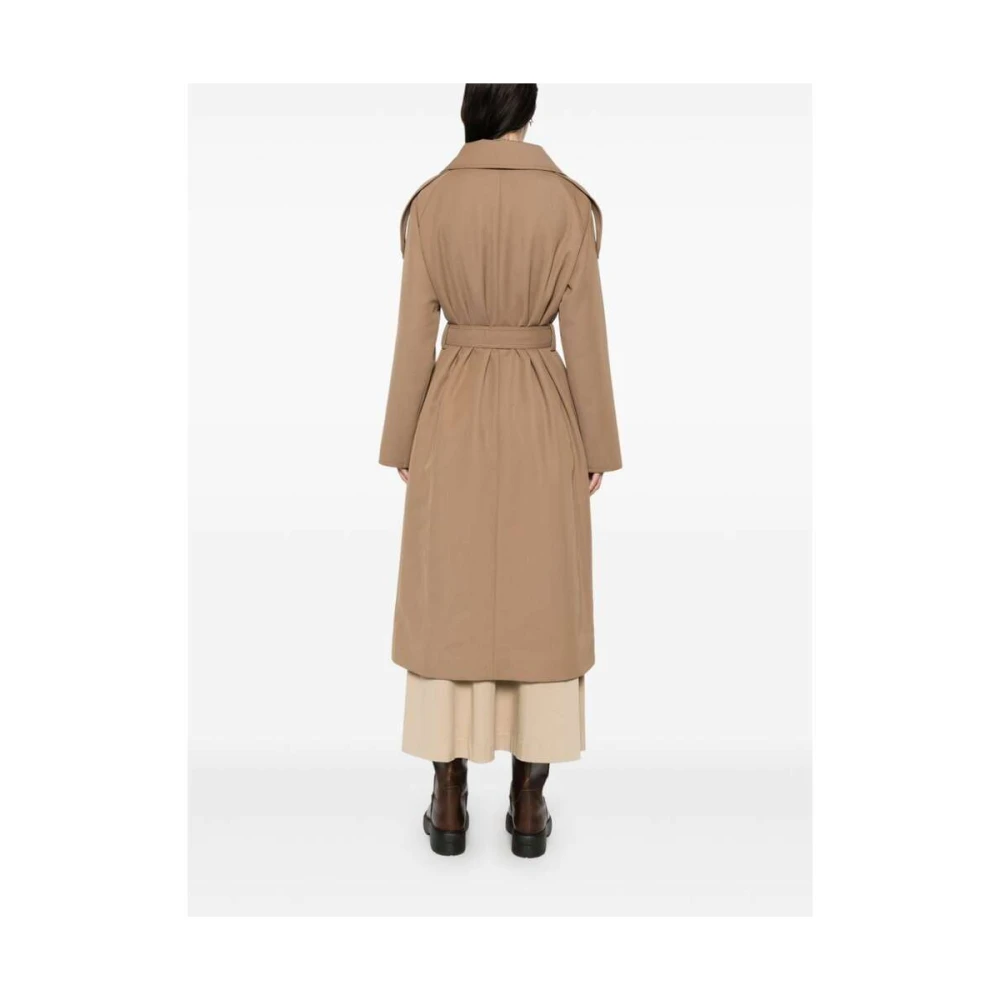 Herno Jersey Texture Belted Coat Brown Dames