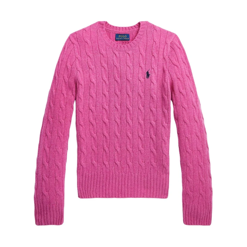 Polo Ralph Lauren Magenta Heather Navy Cable Sweater Pink Dames