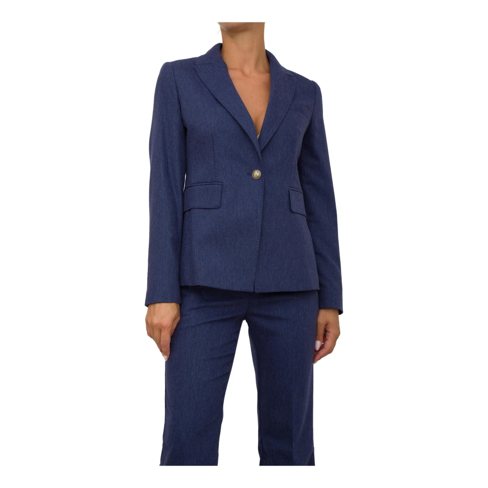 Marella Blauwe Denim Blazer Jas Blue Dames