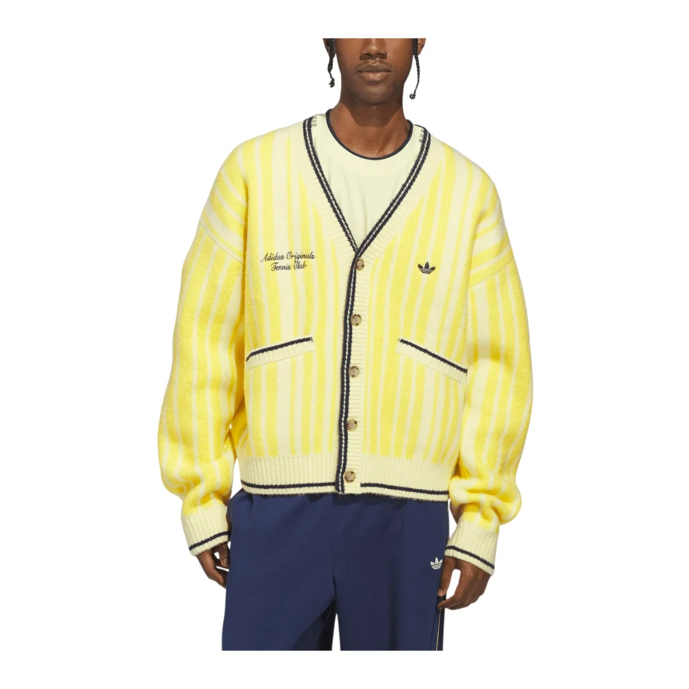 Adidas Men's Yellow Cheviot Knit Cardigan - Skateboarding - Xl - Sport
