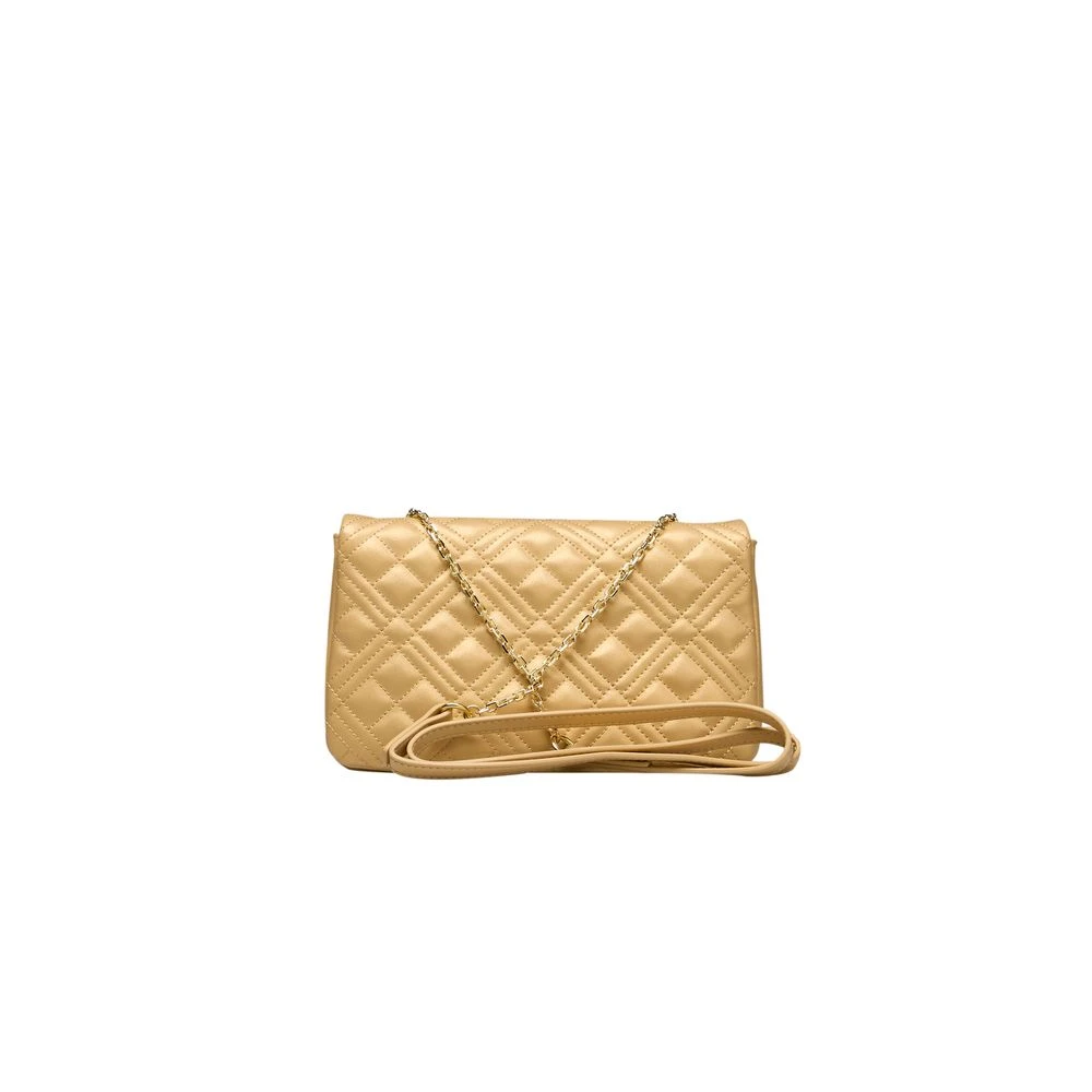 Love Moschino Gouden Crossbody Tas met Klep Sluiting Yellow Dames
