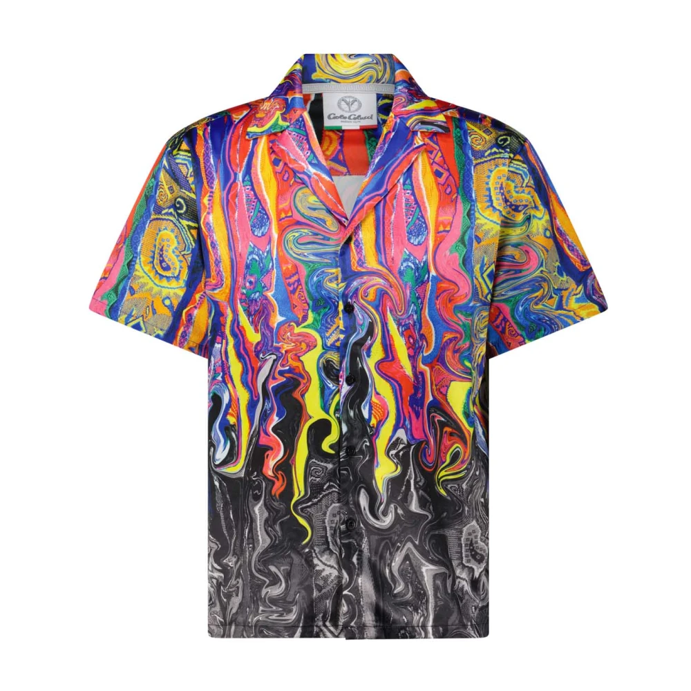 Carlo colucci Overhemd met korte mouwen en allover-print Multicolor Heren