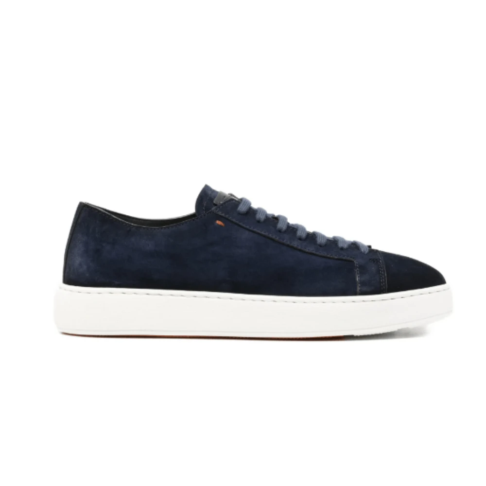 Santoni Men's Blue Sneakers, 9 Uk, Suede Lace-Up Trainers