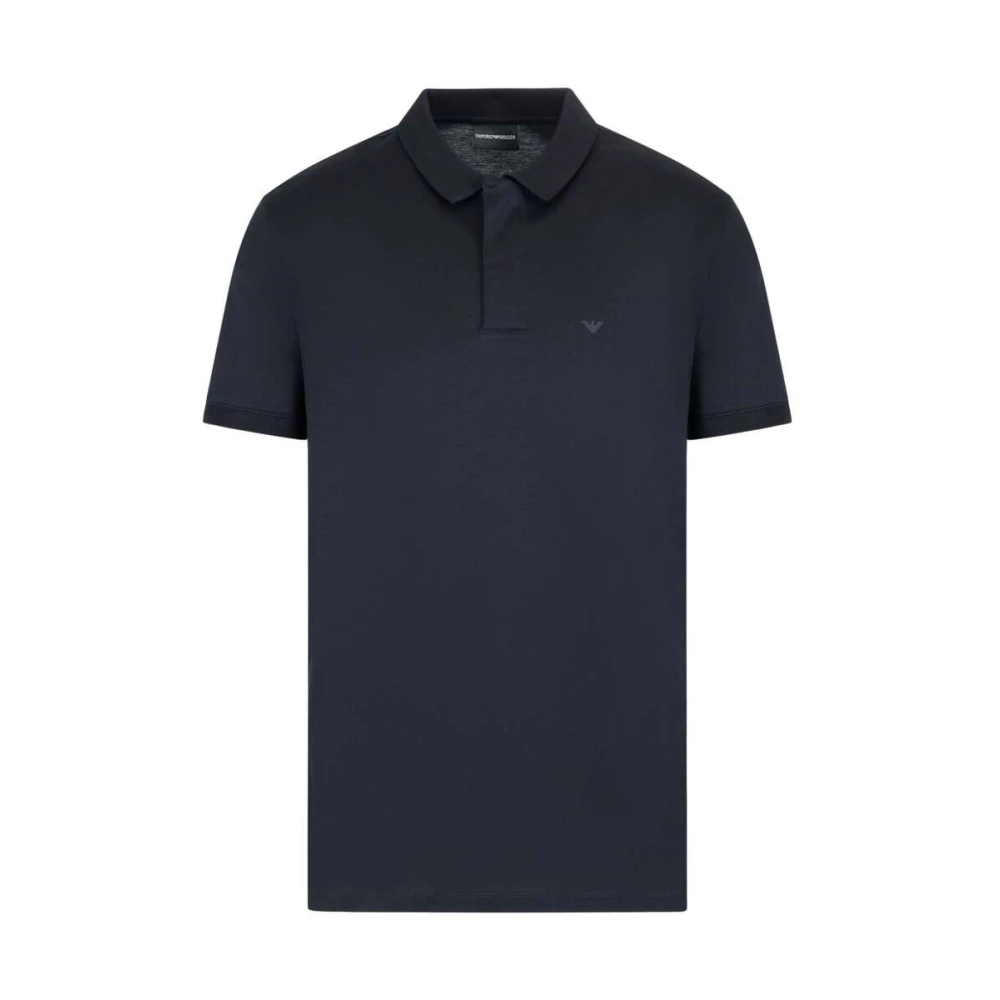 Emporio Armani Navy Blue Jersey Polo Shirt Blue Heren
