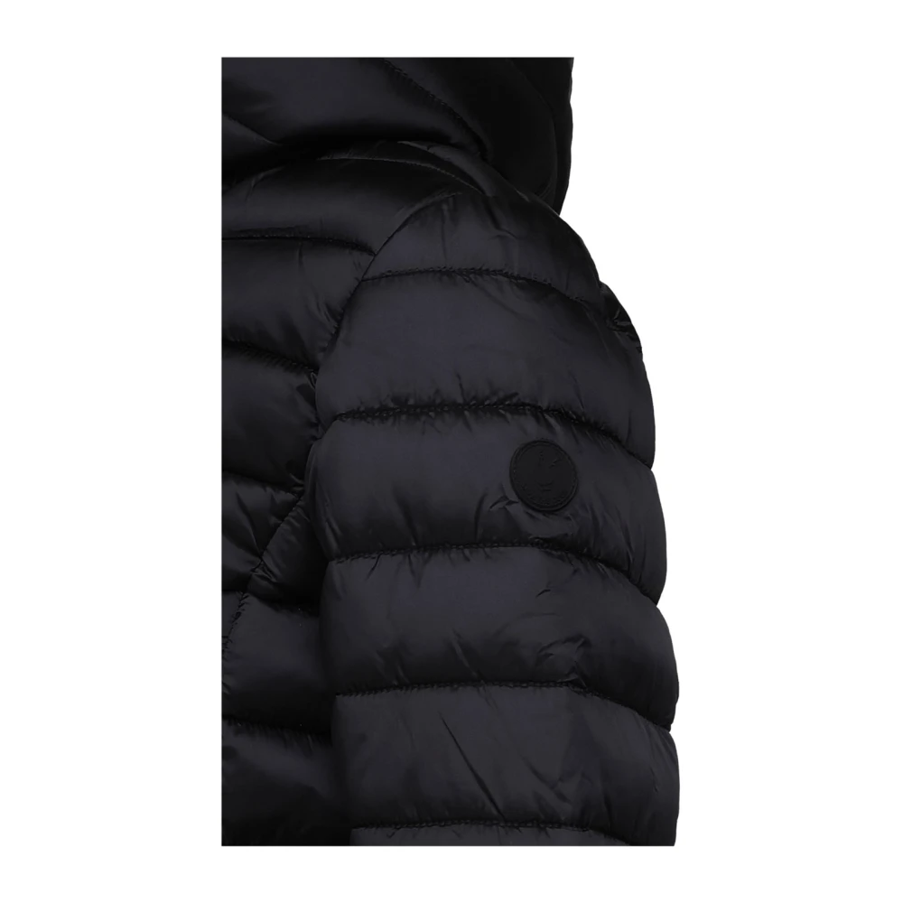 Save The Duck Zwarte Gewatteerde Hoodie met Rits Black Dames