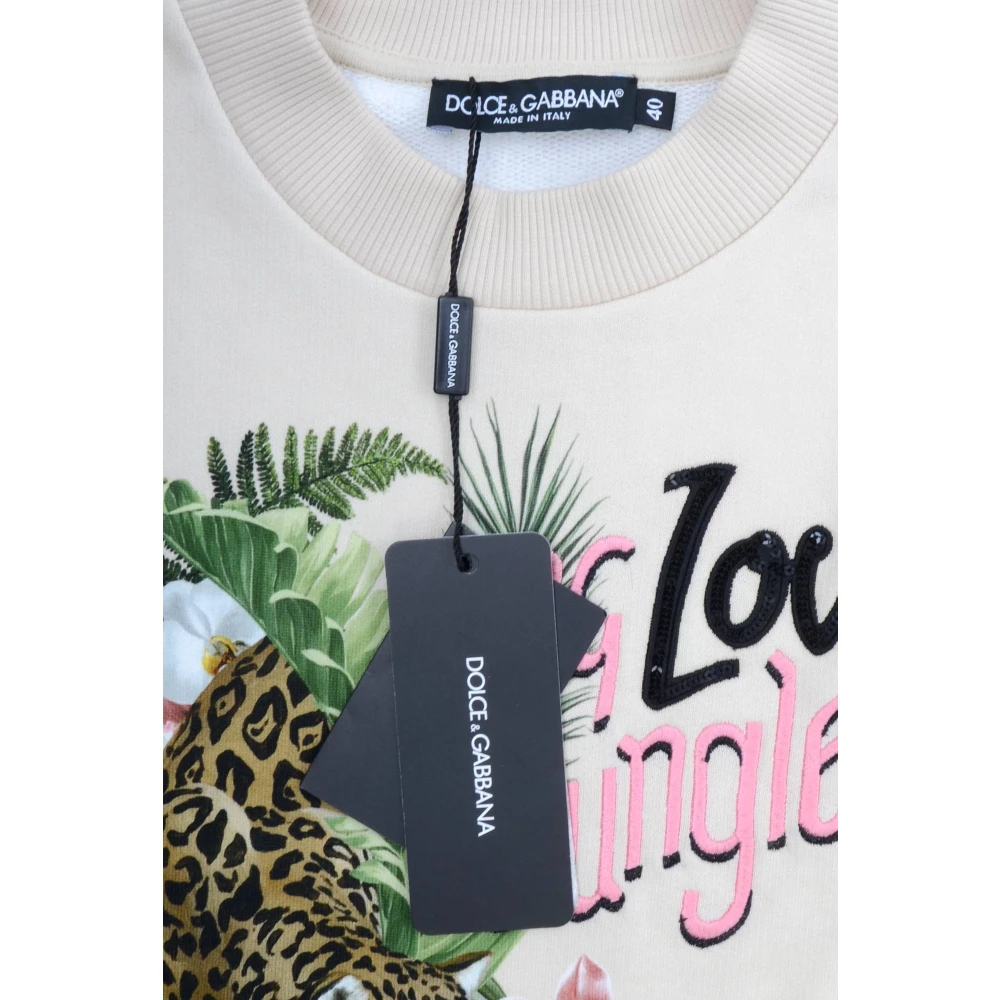 Dolce & Gabbana Katoenen Sweatshirt Upgrade Stijlvolle Casual Look Beige Dames