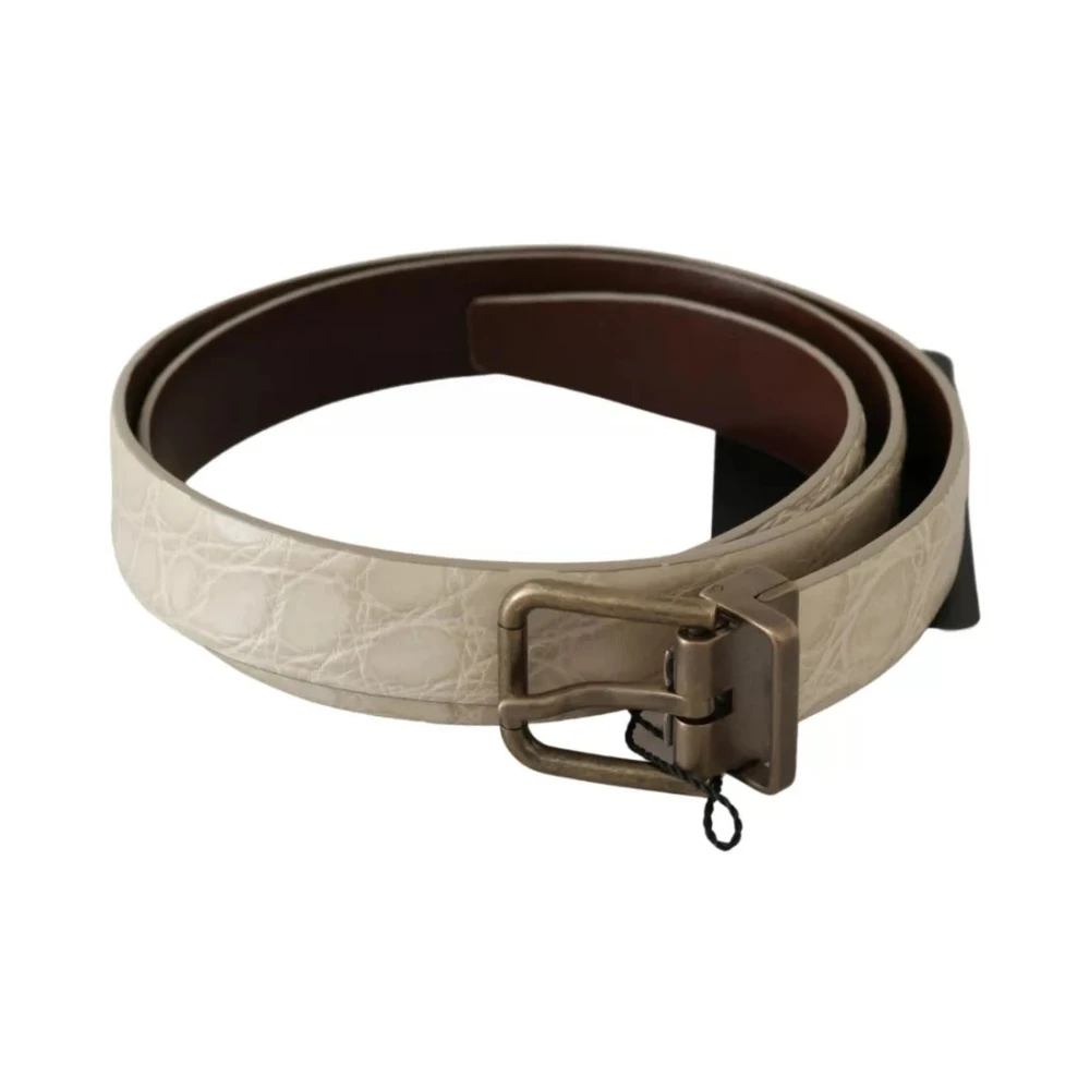 Dolce & Gabbana Luxe Beige Gouden Leren Riem Beige Dames