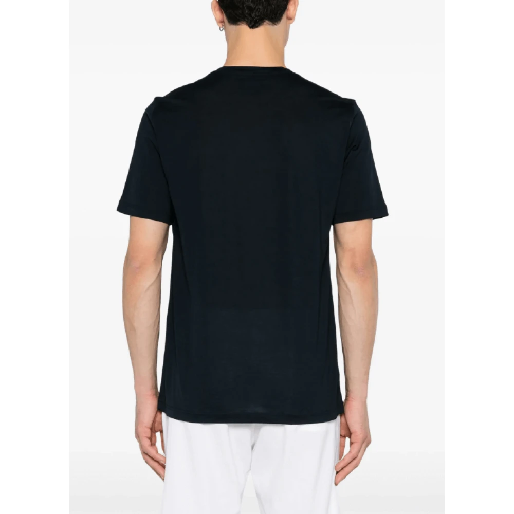 Kiton Blauw Geborduurd Logo T-Shirt Blue Heren
