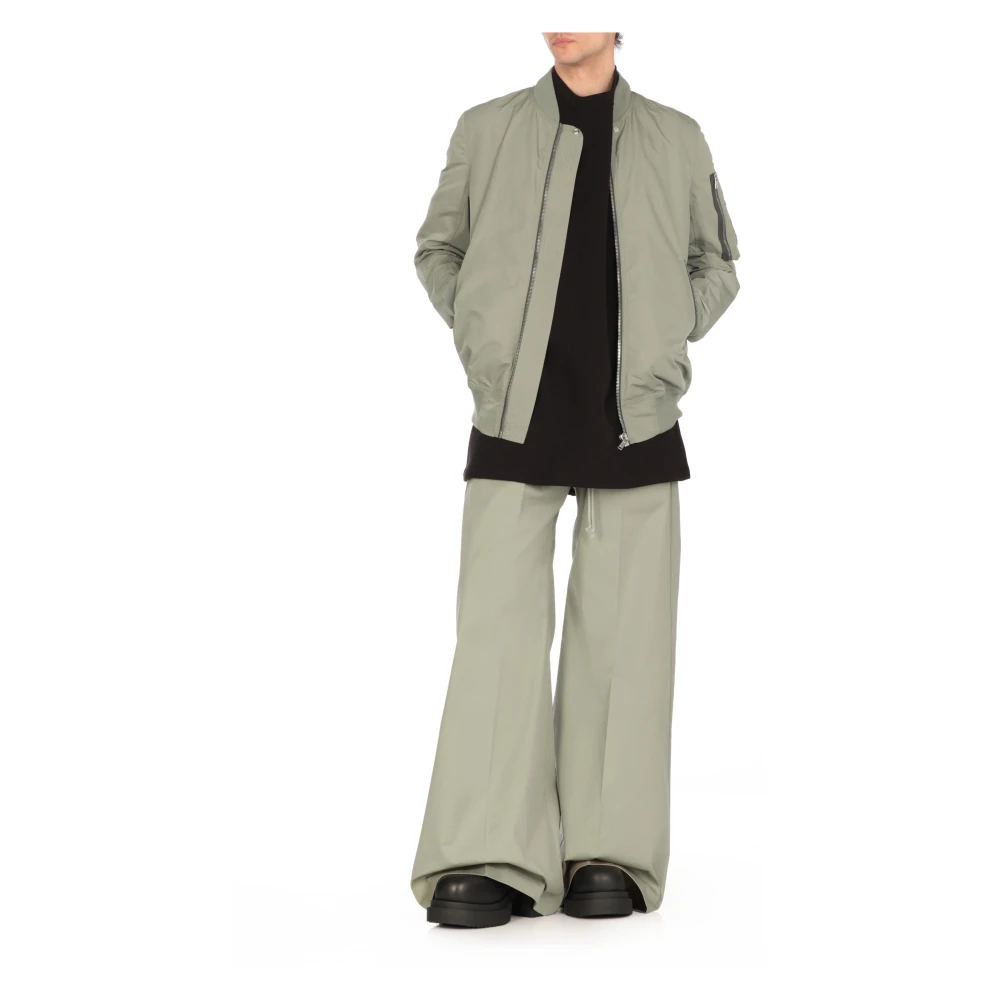 Rick Owens Groene Bomberjack met Ronde Hals en Rits Green Heren