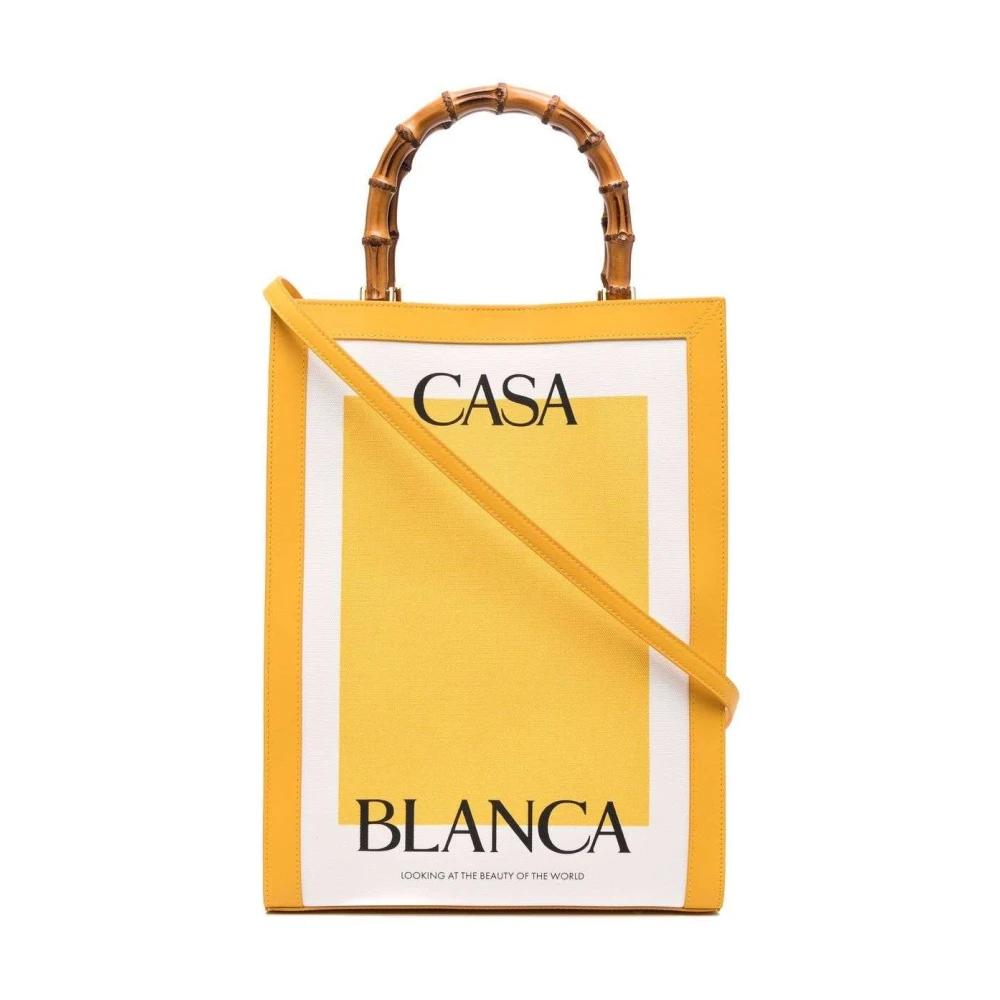 Casablanca Tote tas met bamboe handvat en logo print Yellow Dames