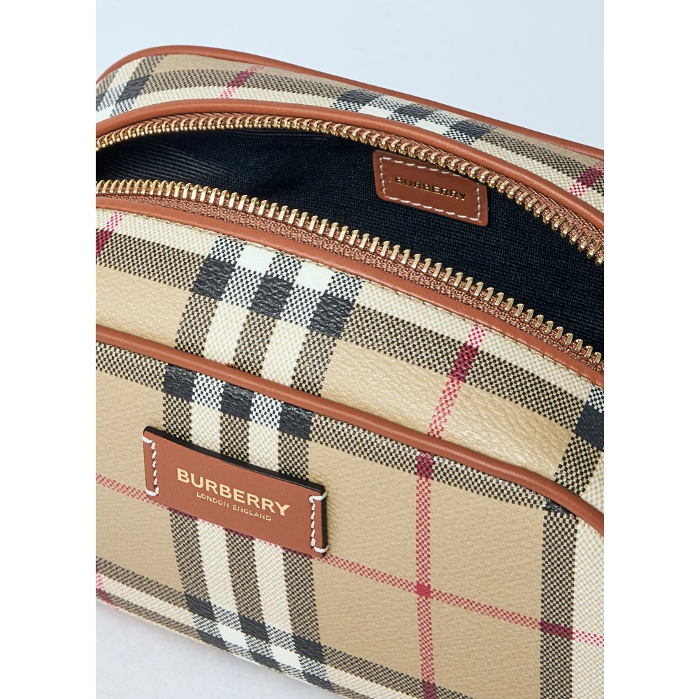 Burberry Geruite Reispouch Beige Dames