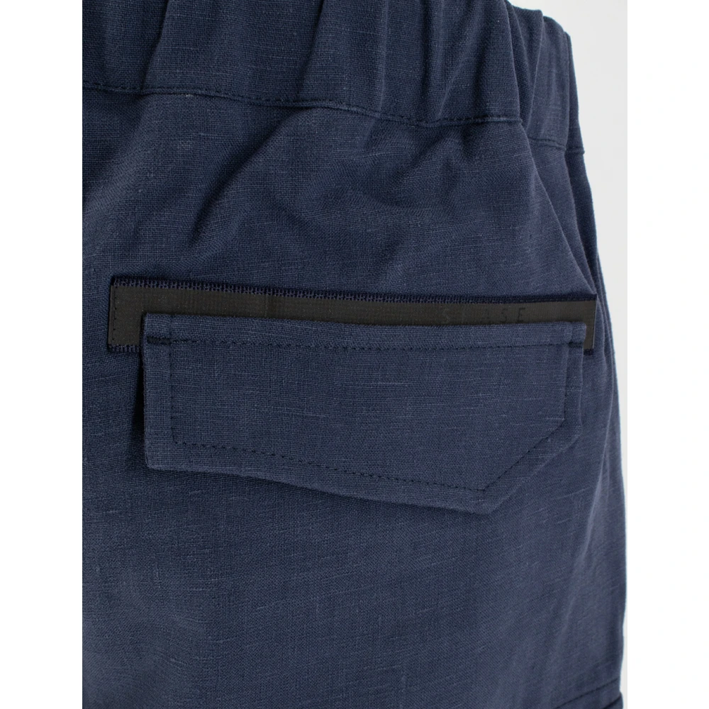 Sease Linnen functionele shorts met zakken Blue Heren