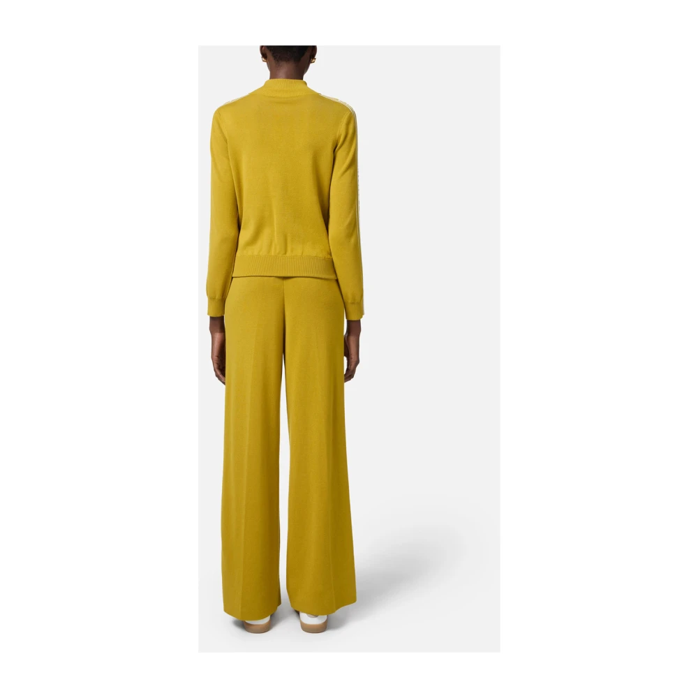 Elisabetta Franchi Gele Sweatshirt met Ritssluiting en Grafisch Logo Yellow Dames