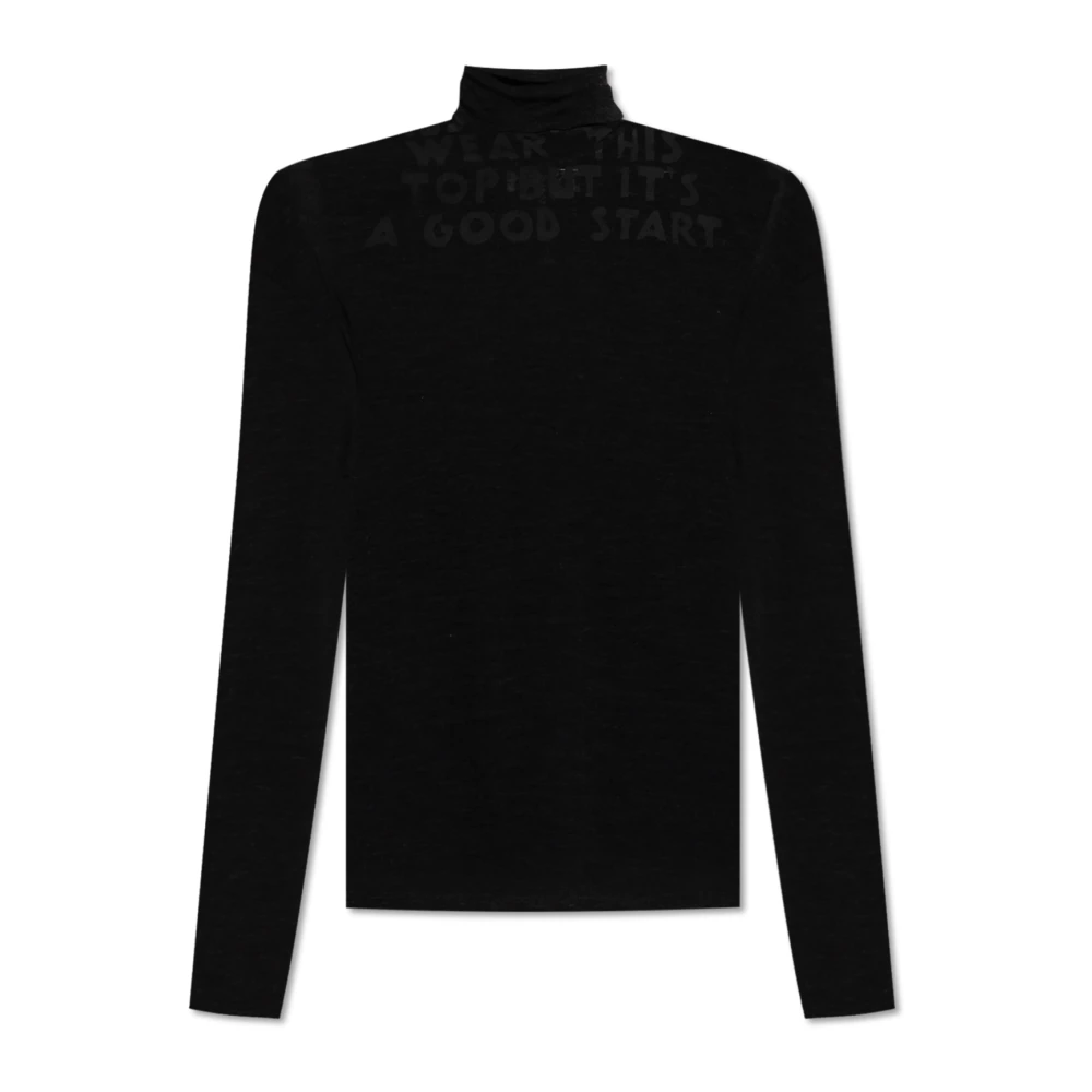 Mm6 Maison Margiela Men's Black Thin Wool Turtleneck