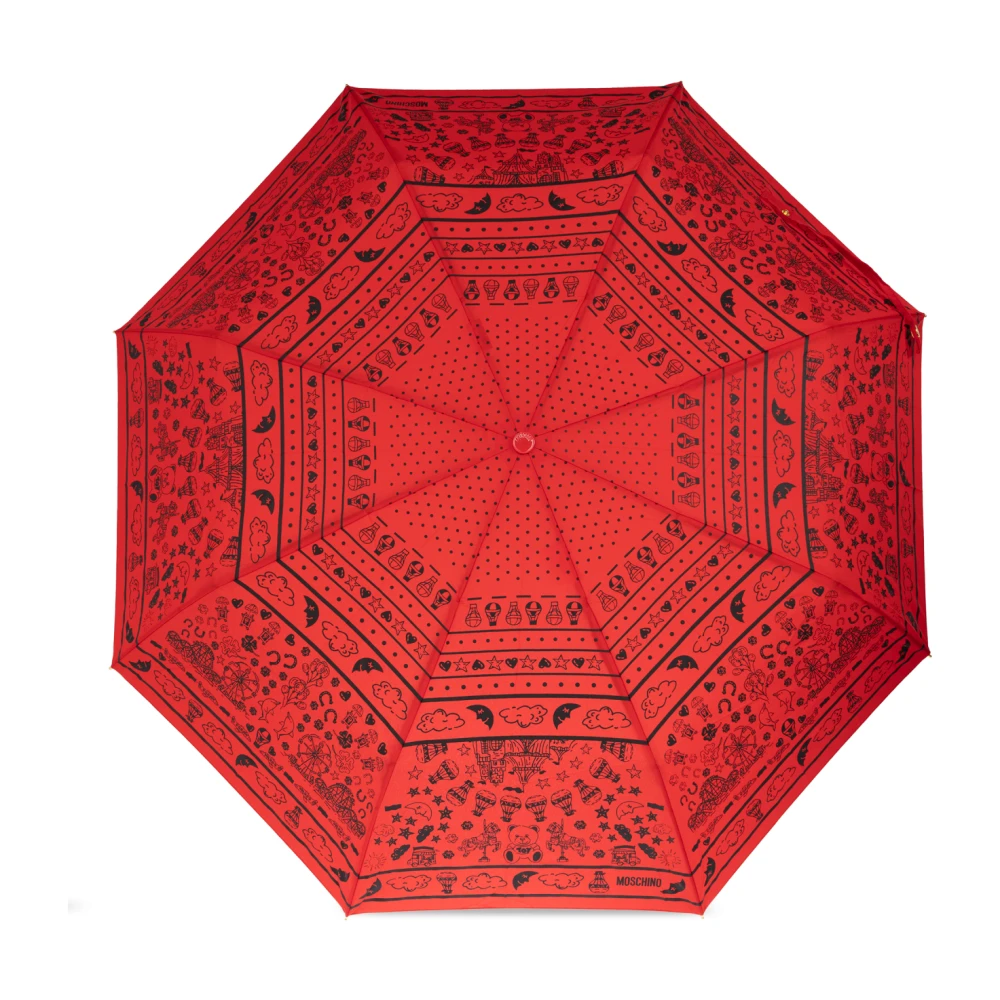 Moschino Opvouwbare paraplu met logo Red Unisex