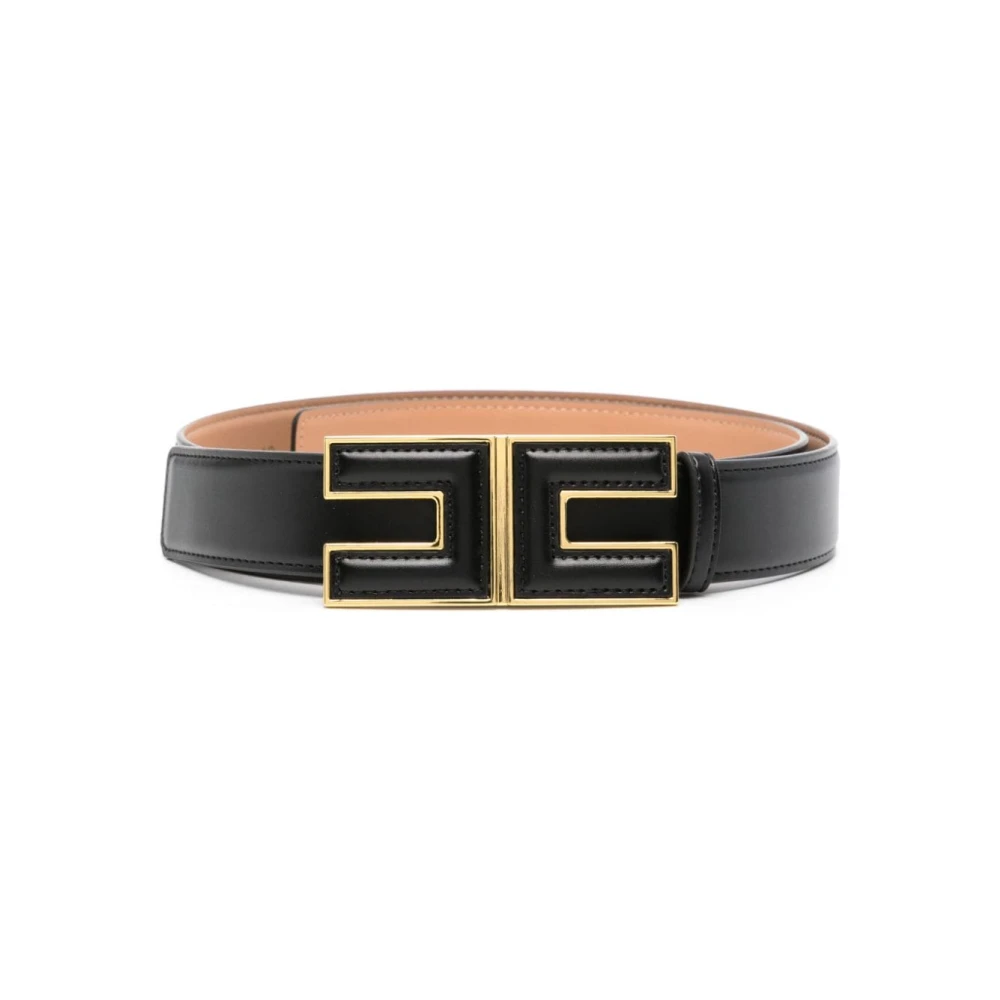 Elisabetta Franchi Zwart Kunstleren Riem Black Dames