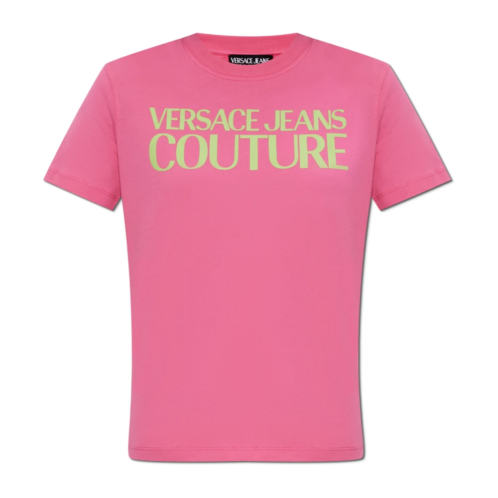 Versace Jeans Couture T-shirt met bedrukt logo Pink Dames