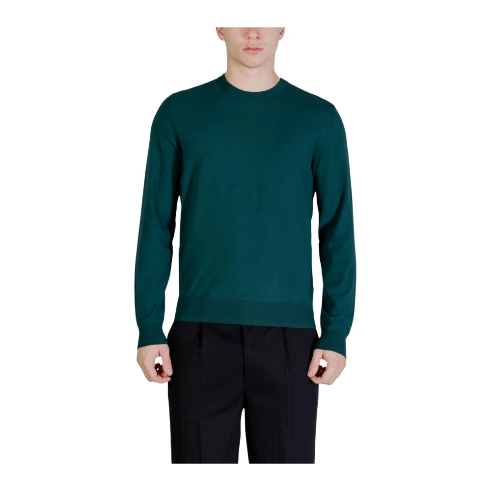 Guess , Round-Neck Knitwear, Male, Green, Xl, Round Neck Long Sleeve Knitwear