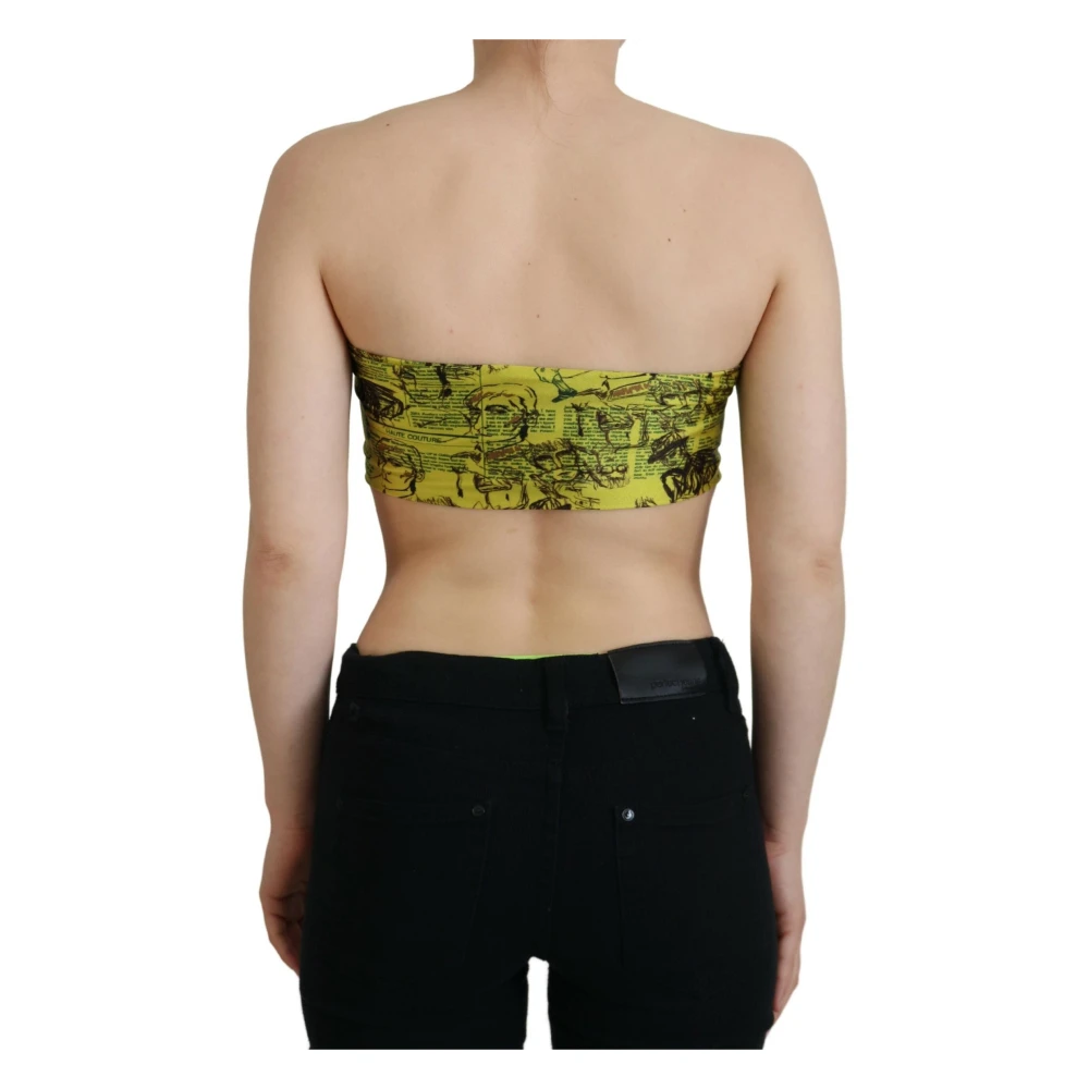 John Galliano Gele Grafische Cropped Top Multicolor Dames