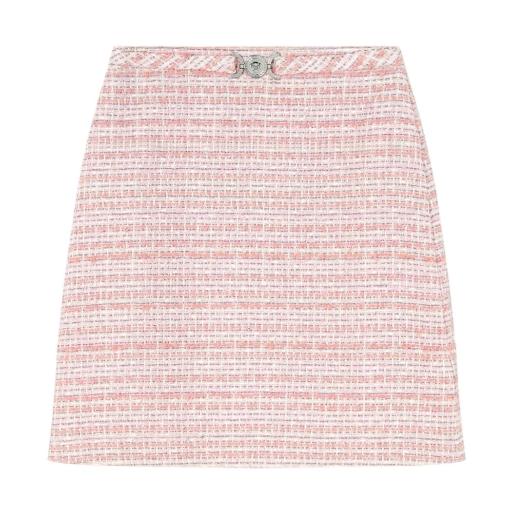 Versace Roze Medusa Rok Tweed Hoge Taille Pink Dames