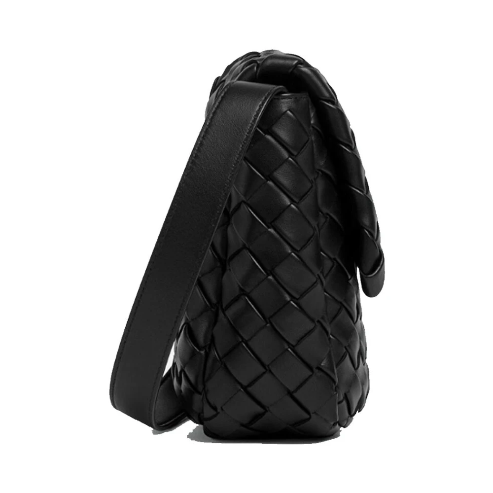 Bottega Veneta Mini Vertical Cobble Leren Schoudertas Black Dames