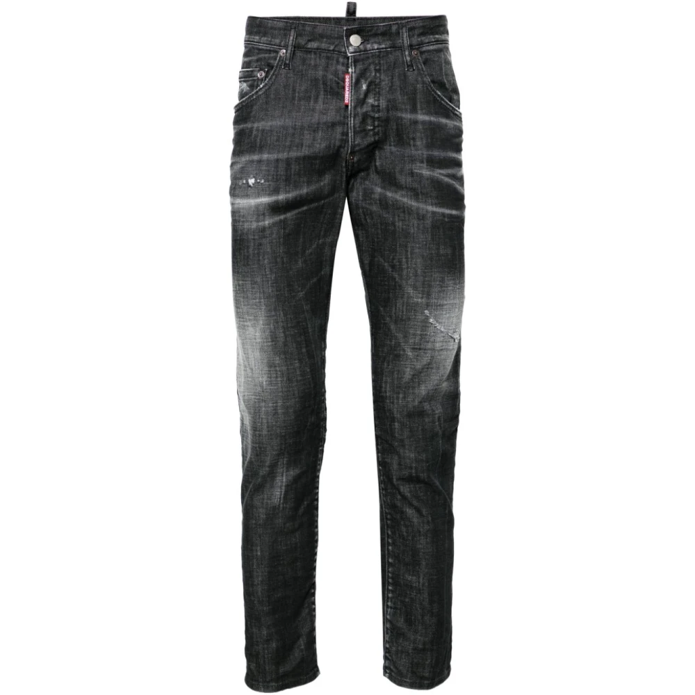 Dsquared2 Zwarte Slim Fit Vervaagde Jeans Black Heren