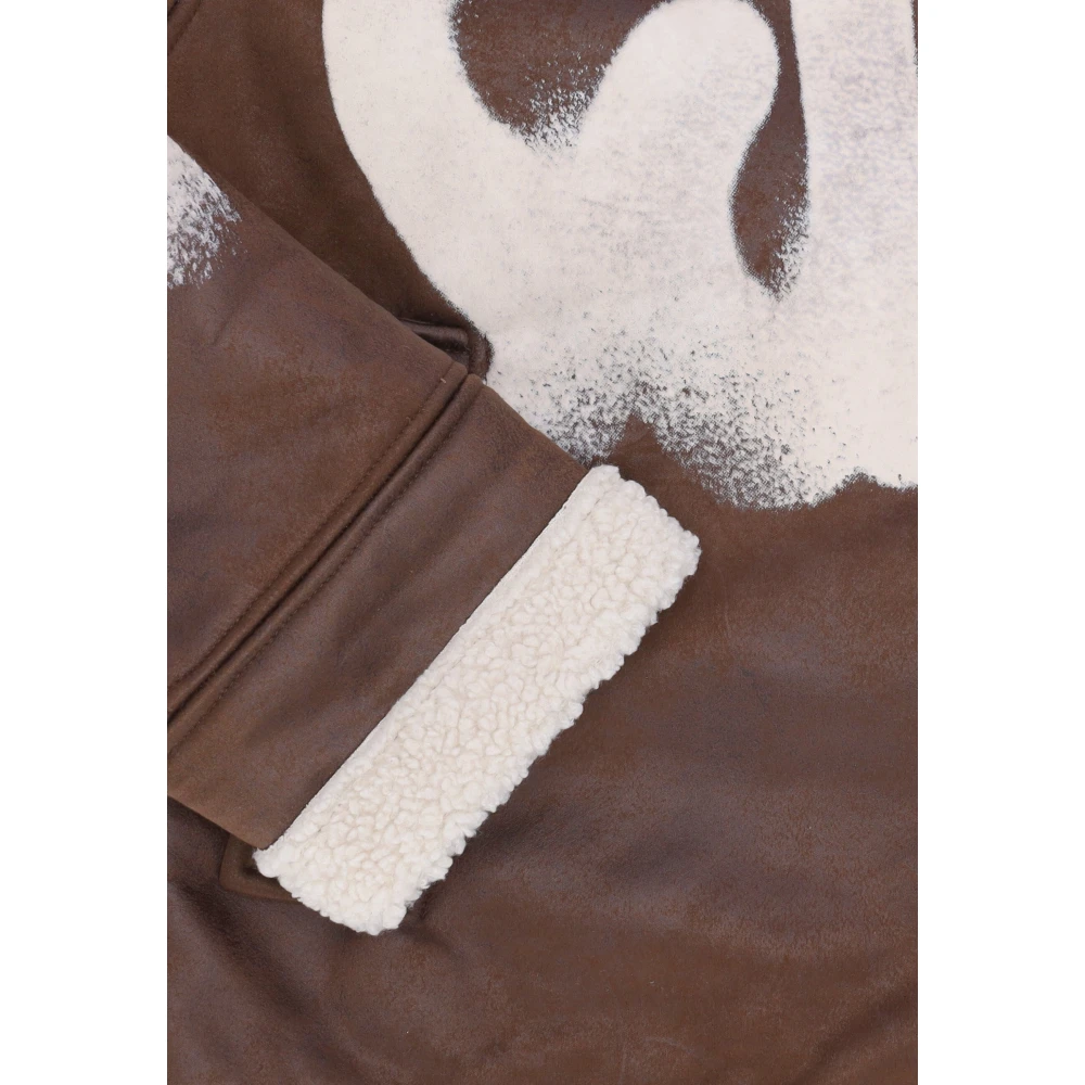 Disclaimer Bruine Shearling Logo Jas Brown Heren