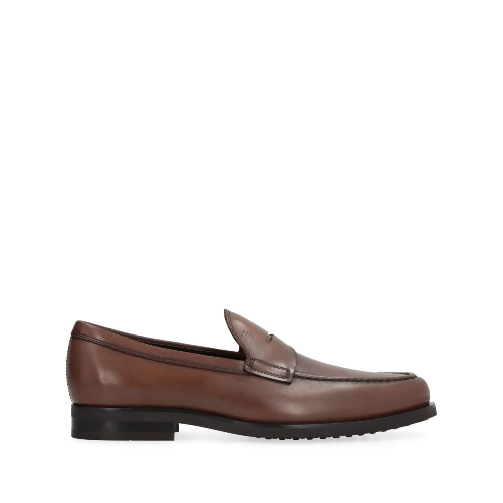 Tod's Men's Brown Loafers, 9 Uk, Leather Moccasin Sandals
