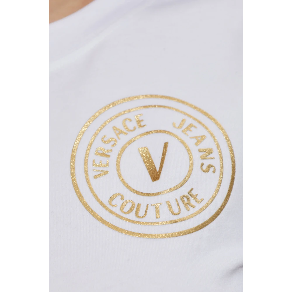 Versace Jeans Couture T-shirt met bedrukt logo White Dames